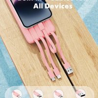 Charmast Portable Charger with Built in Cables, Power Bank with Cords Wires, Slim 10000mAh Travel Battery Pack 6 Outputs 3 Inputs 3A Fast Charging for Samsung Google Pixel LG Moto iPhone iPad - Image 2