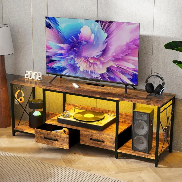 There are Installation Videos + Scene Videos .TV Stand with LED Lights Power Outlets - TV Stand with Fabric Drawers for 65 70 75 Inches TV -Can Also be Used in Multiple Scenes, Living Room, Bedroom