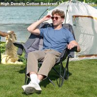 Oversized Camping Chair, Portable Folding Padded Camp Chairs with Side Pocket, Cup Holder, Heavy Duty Support 500LBS Outdoor Lounge Chair for Adults, Fishing, Sports, Trip, Grey - Image 2