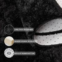 Tepook Super Soft Fluffy Rug for Bedroom, Modern Shaggy Rug Fuzzy Kids Rug for Living Room, Plush Indoor Nursery Home Decor Rug with Non-Slip Bottom, Black, 4 X 6 Feet - Image 5