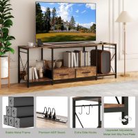 There are Installation Videos + Scene Videos .TV Stand with LED Lights Power Outlets - TV Stand with Fabric Drawers for 65 70 75 Inches TV -Can Also be Used in Multiple Scenes, Living Room, Bedroom - Image 4