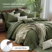 Monbix Full Size Comforter Set, Olive Green Bedding Comforter for Full Size Bed Set Reversible, Bedding Sets Full 7 Pieces, Cationic Dyeing Bed in a Bag with Comforter, Sheets, Pillowcases & Shams - Image 3