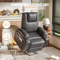 Flamaker Power Lift Recliner Chair Luxurious Leathaire Fabric Electric Lift Recliner for Elderly Power Lift Recliner Chair with Cup Holders Side Pockets for Living Room (Light Black) - Image 7