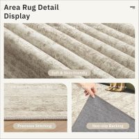 Washable Area Rug 8x10, Large Soft Rugs for Living Room Vintage Beige Carpet 8x10 Area Rugs for Bedroom Dining Room Non-Slip Stain Resistant Under Table Rug - Image 5