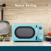 Galanz GLCMKA07BER-07 Retro Microwave Oven, LED Lighting, Pull Handle Design, Child Lock, Bebop Blue, 0.7 cu ft - Image 4