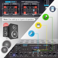Pyle 500W 4-Channel Karaoke Bluetooth Amplifier - Home Theater Audio Receiver with AUX - FM - RCA Subwoofer Output - USB - Microphone Input with Echo for Wireless Music Streaming - PTA44BT - Image 5