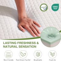 EGOHOME 8 Inch Queen Mattress, Memory Foam Mattress in a Box with Cooling Green Tea Gel, Relieve Pressure with Medium Firm Support, CertiPUR-US Certified, 80''L x 60''W, White - Image 5