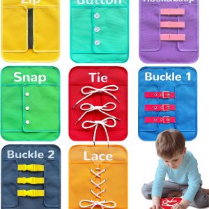Craftstory Toddlers Montessori Toys Busy-Board for 3 4 5 Year Boy Girl Gifts Sensory Basic-Life-Kills Shoe-Tying Practice for Kids, Buckle Zip Lacing Travel Toy Birthday