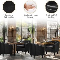 Yaheetech Barrel Chairs Set of 2, Faux Leather Club Armchairs, PU Leather Accent Chairs with Soft Padded Seat for Living Room Bedroom Waiting Reading Room, Black - Image 8