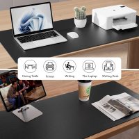 Aothia Leather Desk Pad Protector, Mouse Pad, Office Desk Mat, Non-Slip PU Leather Desk Blotter, Laptop Desk Pad, Waterproof Desk Writing Pad for Office and Home (Black,23.6" x 13.7") - Image 5
