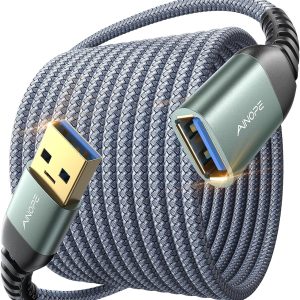 AINOPE USB Extension Cable,USB Extender,USB 3.0 Extension Cable, Male to Female Cord High Data Transfer Compatible with Webcam,USBKeyboard,Flash Drive,Hard Drive,Printer,10FT,Grey