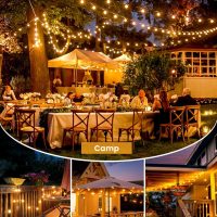 Brightown 108FT Solar String Lights Outdoor with Remote and 52 LED Shatterproof Bulbs, Dimmable & Timable, 3 Light Modes, Solar Patio String Lights Outdoor for Cafe, Garden, Deck, Outside Wedding - Image 7