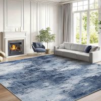 AMADA HOMEFURNISHING 8x10 Area Rugs, Modern Washable Living Room Rug with Non-Slip Backing & Short Pile, Large Rug with Abstract Pattern for Living Room, Bedroom and Dinning Room, Dark Blue - Image 2