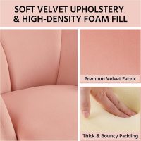 Yaheetech Flower Shape Velvet Vanity Chair, Modern Side Armchair Makeup Chair no Wheels with Golden Metal Legs for Living Room/Dressing Room/Bedroom/Home Office/Kitchen, Pink - Image 7