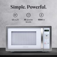Farberware Countertop Microwave 1000 Watts, 1.1 cu ft - Microwave Oven With LED Lighting and Child Lock - Perfect for Apartments and Dorms - Easy Clean White, Platinum - Image 2