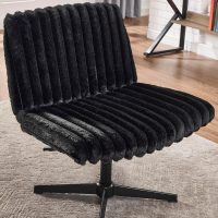 Roundhill Blynn Adjustable Swivel Criss Cross Chair, Wide Seat Office Chair Vanity Chair, Black - Image 7
