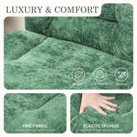 Dowinx Criss Cross Chair with Wheels, Dual-Layer Thickened Cushion, Premium Fabric Morden Home Vanity Chair Wide Seat, Forest Green - Image 6