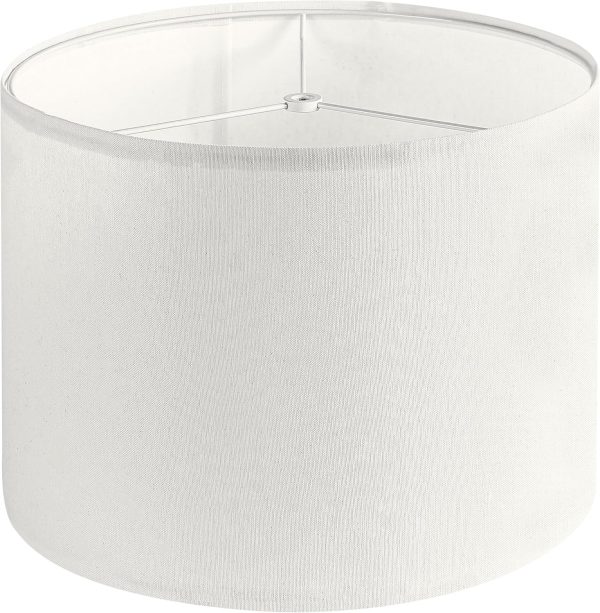 Linen Drum Lamp Shade - Heather White - 13" x 13" x 10" - Easy Installation & Versatile Home Decor | Round Shade for Table & Desk Lamps - ASSEMBLY REQUIRED