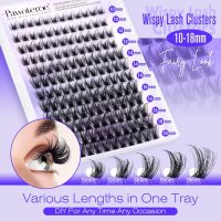 Pawotence Lash Clusters Wispy Cluster Eyelash Extensions 10-18mm Individual Lashes DIY Cluster Lashes Extension Soft Comfortable Eyelash Clusters with Thin Band - Image 3