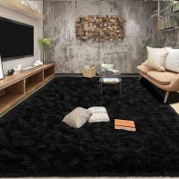 Tepook Super Soft Fluffy Rug for Bedroom, Modern Shaggy Rug Fuzzy Kids Rug for Living Room, Plush Indoor Nursery Home Decor Rug with Non-Slip Bottom, Black, 4 X 6 Feet - Image 3