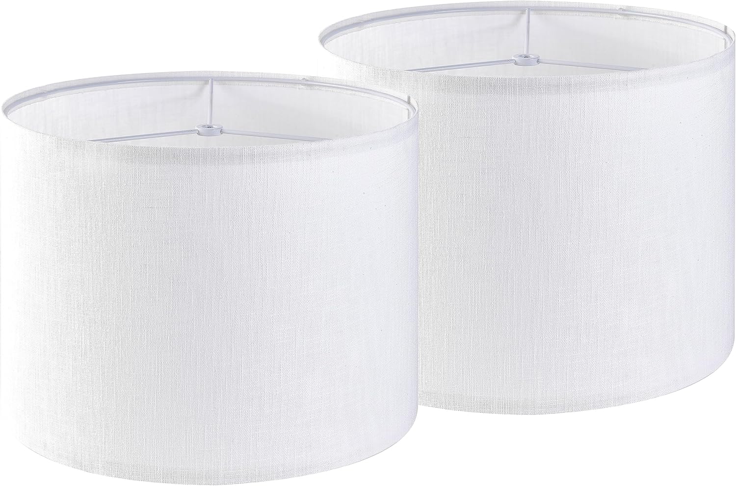 Set of 2 Pure White Linen Drum Lamp Shade 13″ Top x 13″ Bottom x 10″ High (Spider) Contemporary Lamp Shades for Table Lamps & Bedside Lamps Replacement Lampshade – GO&SO – Assembly is Required
