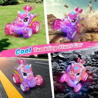 Carsky Unicorn Remote Control Car for Girls,Rechargeable 360°Stunt RC Cars Rotation 4WD Remote Cars with LED Lights,Fun Indoor Outdoor Toys for Kids,Chritmas Birthday Gift for 3 4 5 6 Year Old Girl - Image 5