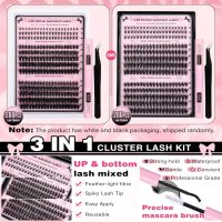 Wispy Lash Clusters Kit Cluster Eyelash Extensions Natural Lash Extension Kit C Curl Fluffy Individual Eyelashes with Bottom Lashes Clusters Waterproof Bond and Seal DIY at Home - Image 3