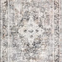 YOH Boho Washable Rug 5x7, Charcoal Gray Vintage Non Slip Area Rug, Distressed Indoor Carpet for Living Room Bedroom Kitchen Office - Image 3