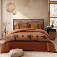 MAIREVE Burnt Orange Embroidery Comforters Set Queen Size - 7 Pieces, Farmhouse Western Bedding All Season, Bed in A Bag Queen Boho Comforter Set with Sheets, Pillowcases & Shams - Image 4