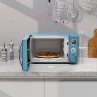 Galanz GLCMKA07BER-07 Retro Microwave Oven, LED Lighting, Pull Handle Design, Child Lock, Bebop Blue, 0.7 cu ft - Image 6
