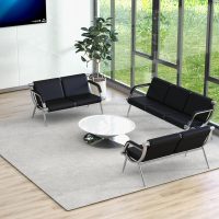 Kinsuite 7-Seat Waiting Room Chairs with PU Leather - 3Pcs Office Waiting Room Bench Reception Chairs, Lobby Chairs for Airport Office Hospital School Bank, Black - Image 7