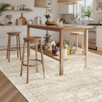Washable Area Rug 8x10, Large Soft Rugs for Living Room Vintage Beige Carpet 8x10 Area Rugs for Bedroom Dining Room Non-Slip Stain Resistant Under Table Rug - Image 7