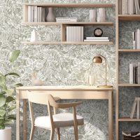 CiCiwind Peel and Stick Wallpaper Floral Wall Paper Removable Self Adhesive Vintage Contact Paper Cream and White Tropical Leaf Bedroom Bathroom Kitchen Decoral Papel Tapiz para Pared 17.3"×78.7" - Image 9