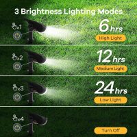 Linkind Solar Lights Outdoor Waterproof IP67, StarRay Dusk-to-Dawn Outdoor Solar Lights, 3 Lighting Modes Solar Spot Lights Outdoor for Garden, Yard, Landscape (Daylight, 2 Pack) - Image 5