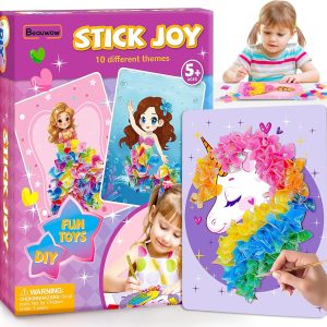 Poke Art Kit for Girls - No Mess Art Craft Activity, DIY Poke Hands Art for Kids, Creative Sensory Toy Set, Birthday Xmas Gifts for Ages 3 4 5 6-8 Year Old Girls Toys