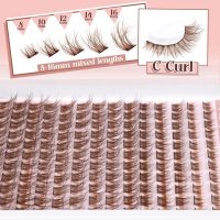 Brown Lash Clusters Natural Lash Extensions Wispy Eyelash Clusters 154 Pcs C-Curly Lashes Clusters for Everyday Wear Beginner Friendly Dark Brown Cluster Eyelash Extensions by Mavphnnee - Image 4