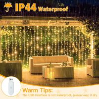 Ollny Curtain Lights 6.6x6.6ft, 200 LED String Lights with Remote 8 Modes Dimmable Timer, USB Power Fairy Light for Bedroom Backdrop Indoor Wall Window Wedding Decor, Warm White - Image 5
