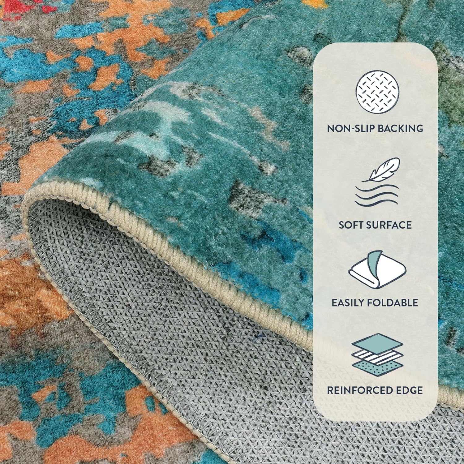 Lahome Modern Abstract Area Rugs 5x7, Large Washable Rugs for Living Room Bedroom Non Slip, Colorful Indoor Floor Carpet for Dining Room Apartment Dorm Kids Nursery Home Decor - Image 4