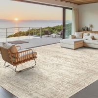 Washable Area Rug 8x10, Large Soft Rugs for Living Room Vintage Beige Carpet 8x10 Area Rugs for Bedroom Dining Room Non-Slip Stain Resistant Under Table Rug - Image 2
