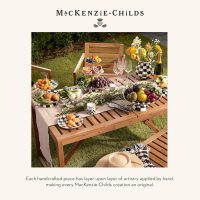MACKENZIE-CHILDS Enamel Pedestal Serving Platter, Decorative Serving Dish for Food, Mini, Black-and-White Courtly Check - Image 6