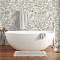 CiCiwind Peel and Stick Wallpaper Floral Wall Paper Removable Self Adhesive Vintage Contact Paper Cream and White Tropical Leaf Bedroom Bathroom Kitchen Decoral Papel Tapiz para Pared 17.3"×78.7" - Image 4
