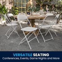 Flash Furniture Hercules Series Plastic Folding Chair - White - 4 Pack 650LB Weight Capacity Comfortable Event Chair-Lightweight Folding Chair - Image 9