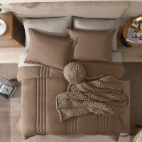 Monbix Queen Comforter Set - 7 Pieces Raw Umber Bed in a Bag Queen Bedding Sets with Comforters, All Seasons Down Alternative Comforter Bed Set with Sheets,Pillowcases & Shams - Image 2