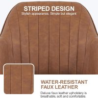 Yaheetech Modern Faux Leather Desk Chair Makeup Chair Height Adjustable Swivel Office Task Computer Armchair for Living Room Retro Brown - Image 7