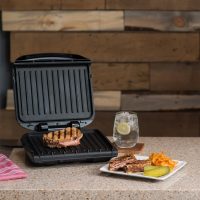 George Foreman 4-Serving Removable Plate Electric Grill and Panini Press, George Tough Non-Stick Coating, Drip Tray Catches Grease, Black - Image 5