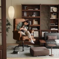 ELABEST C39 Cross Legged Office Chair with Footrest & Convertible Armrests - Pet-Friendly XL Home Desk Chair, Ergonomic Recliner with Lumbar Pillow, Criss Cross Design, Big and Tall Executive Chair - Image 2
