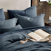 Geniospin King Size Comforter Set- 7 Piece Navy Blue Textured King Bedding Set, Soft Solid Bed in a Bag for All Season, King Comforter Set with Sheets(Navy Blue,102''x90'') - Image 4
