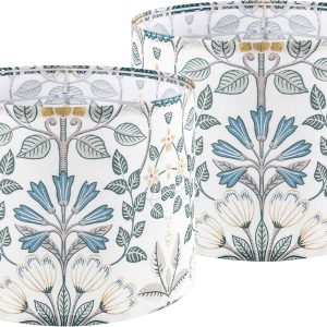 GOSO 2pcs Medium Lampshade Polyester Fiber Printing Plants Drum Lamp Shade For TableLamp,Floor Lamps,Diy Pendant Light,Wall Hanging,Spider Fitter 13 "Top x 13" Bottom x 10 "High, Assembly Required