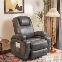 Flamaker Power Lift Recliner Chair Luxurious Leathaire Fabric Electric Lift Recliner for Elderly Power Lift Recliner Chair with Cup Holders Side Pockets for Living Room (Light Black) - Image 8