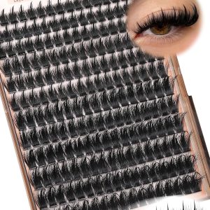 Manga Lash Clusters With Spikes Wispy Cluster Eyelash Extensions Fluffy Anime Eyelashes Clusters Reusable Faux Mink Fairy Individual Lash Extension (D Curve 12-18mm 204 pieces)